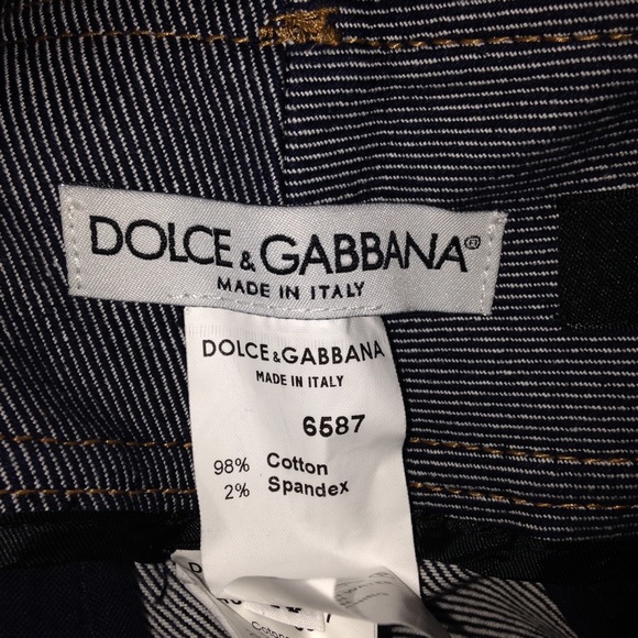 Dolce & Gabanna Leather Trimmed Jeans - Picture 2 of 4
