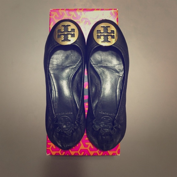Tory Burch Reva Classic Black with Gold HW flats