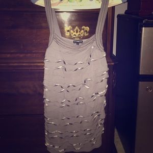 Express, small, dressy tank with ruffles