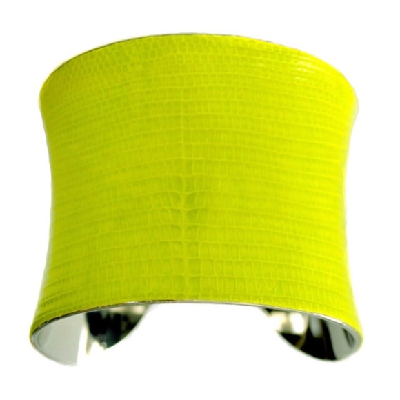 UNEARTHED Jewelry - Neon Yellow Lizard Leather Cuff Bracelet
