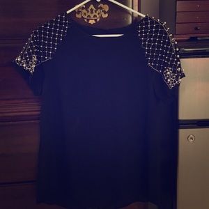 Black, shirt sleeve, dressy top