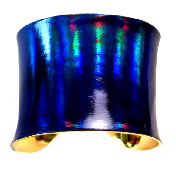 UNEARTHED Jewelry - Iridescent Blue Patent Leather Cuff Bracelet