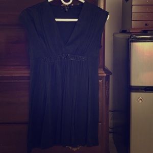 Black, short sleeve, long shirt from Express, XS