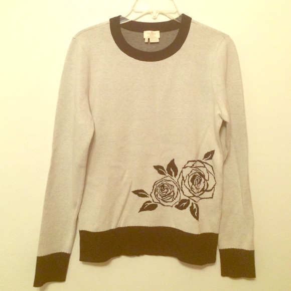 Kate spade Grey sweater with black intarsia flower