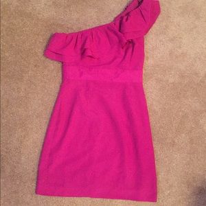 Fuchsia one shoulder dress
