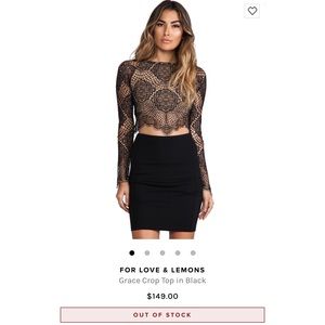 For Love and Lemons Grace Crop Top in Black