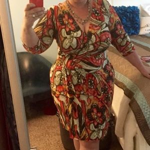 BURNT ORANGE MULTI COLORED DRESS