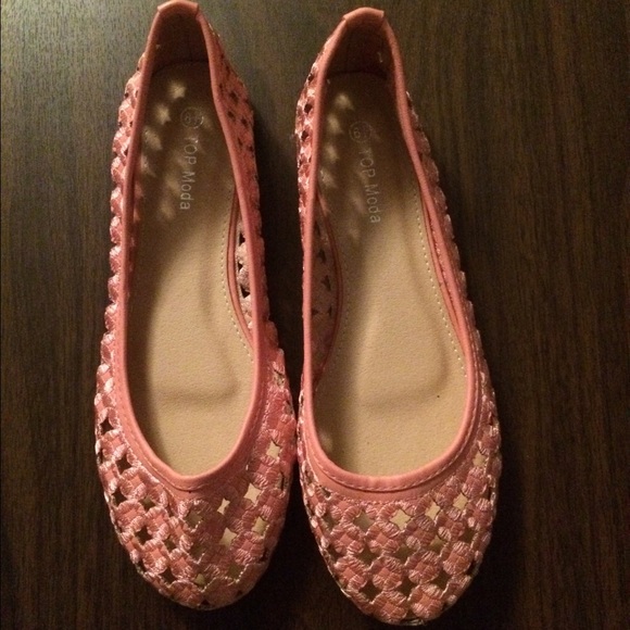 Ballet flats. Mesh. Peach/Salmon colored