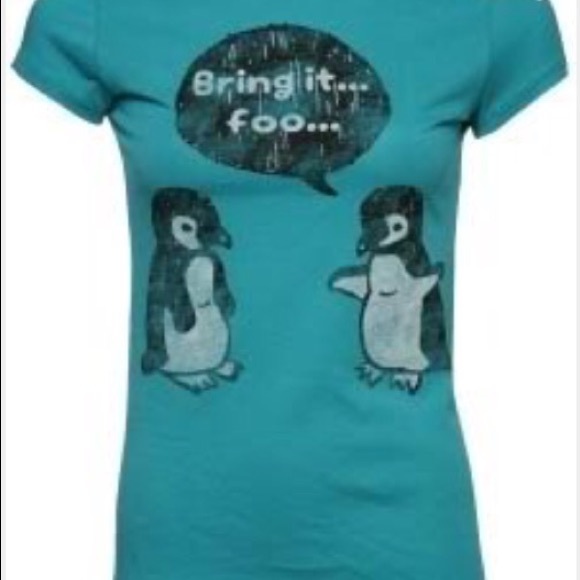Turquoise penguin tshirt