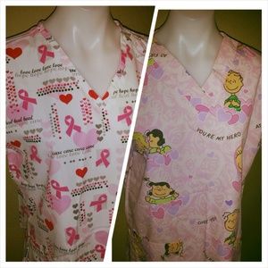 Bundle of medical scrub tops.