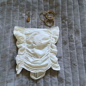 Guess white tube top with adjustable back ribbon