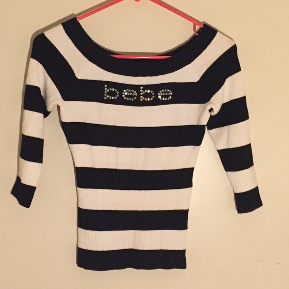 bebe 3/4 Sleeve Rhinestone Sweater - Picture 1 of 4