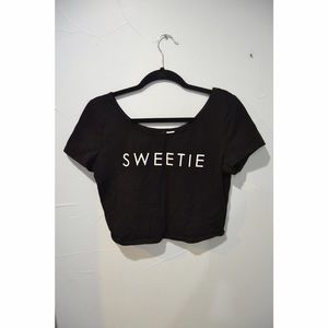 Cute Korean Black Crop top