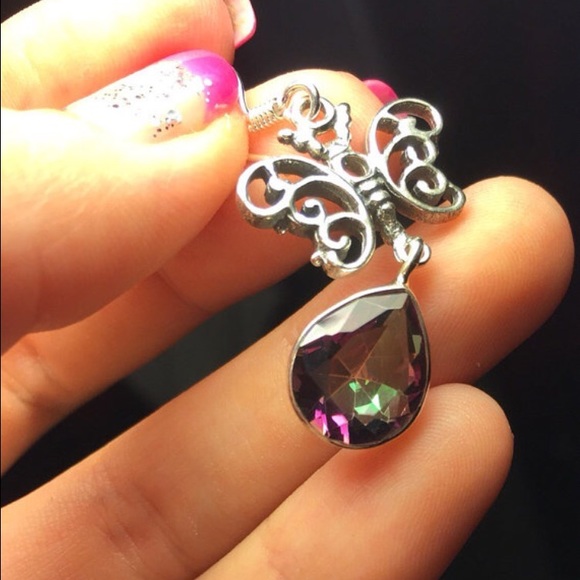 Fire Topaz Butterfly earrings 925 Sterling Silver - Picture 2 of 2