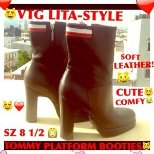 😻CUTE VTG Tommy Hilfiger Platform boots! Sz 8.5💓