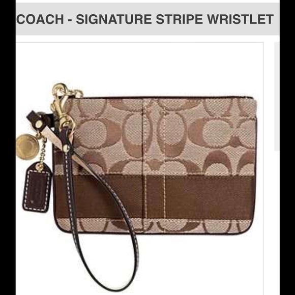 Coach Authentic Signature Stripe Wristlet
