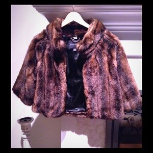 Banana Republic faux fur cropped jacket in brown