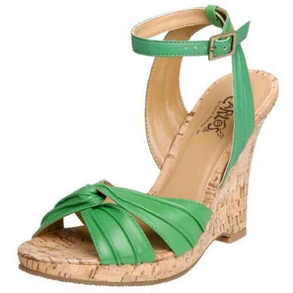 Carlos by Carlos Santana Ripple Green Cork Wedges - Picture 1 of 4