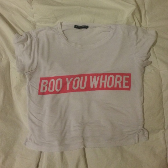 "Boo You Whore" Graphic Crop Top