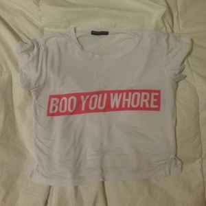 "Boo You Whore" Graphic Crop Top