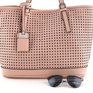 Free shipping LASER CUT SQUARE TOTE HANDBAG PURPLE