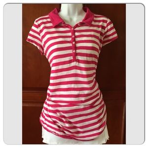 Motherhood Maternity Pink Striped Shirt