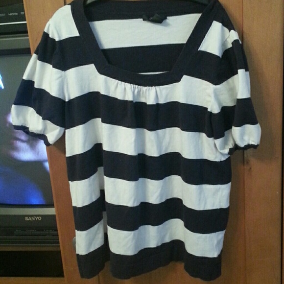 Blue and white boat neck stripe tee Xl