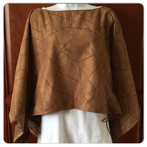 Faux Suede Patch Designer Poncho