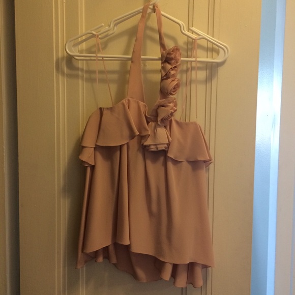 Ali Ro silk halter top with flower detail - Picture 1 of 4