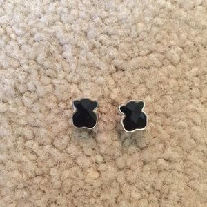 Onyx bear earrings