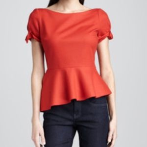 Elie tahari gabby peplum top -burnt orange