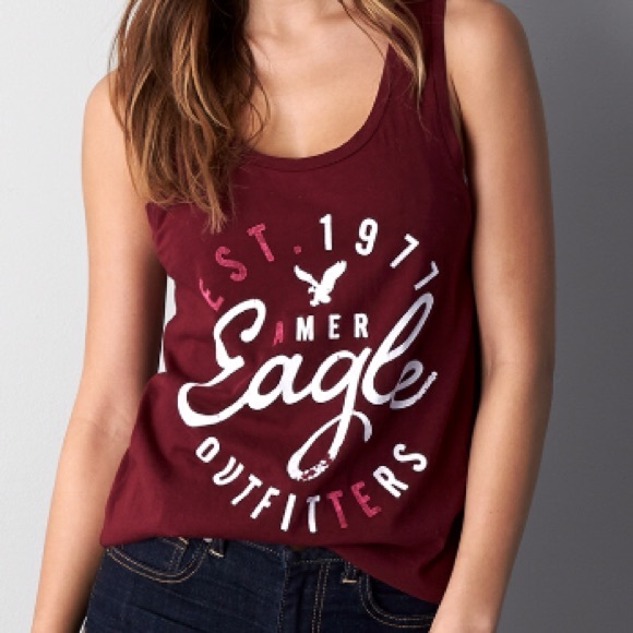American Eagle burgundy graphic tank top. - Picture 1 of 1