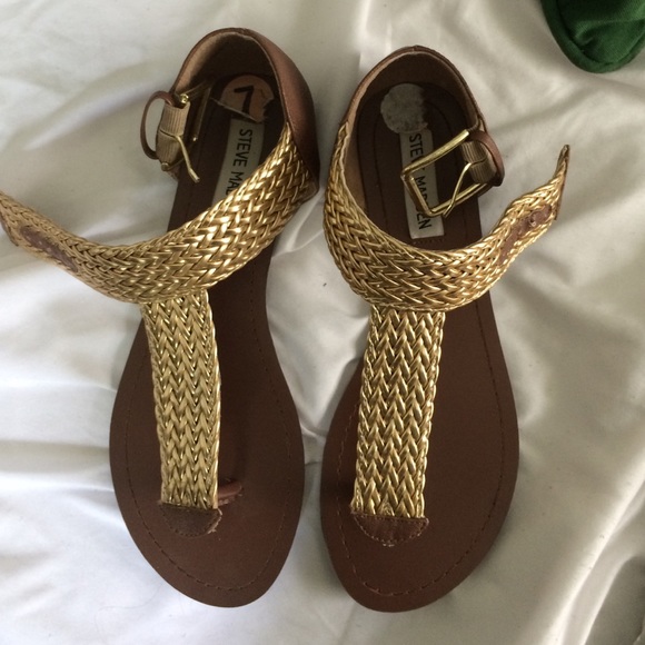 Steven Madden Gold Thong Sandals