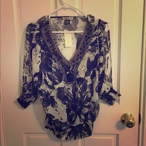 Flowy, Floral and Embellished Top