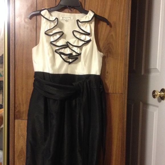 Cream & black dress.