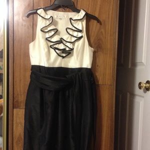 Cream & black dress.