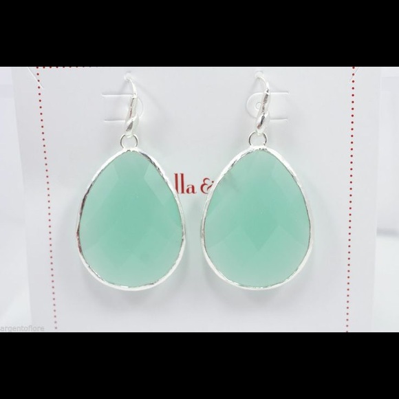 Stella & Dot Serenity stone drop earrings-Aqua