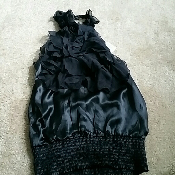 Bebe Black Ruffle Halter