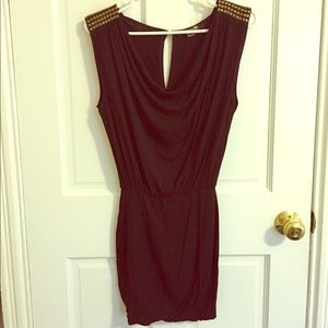 Black Dress with Tight Bottom and Studded Sleeves