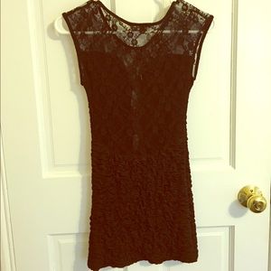 Sexy, Tight, Mini Black Dress with Lace Cutouts