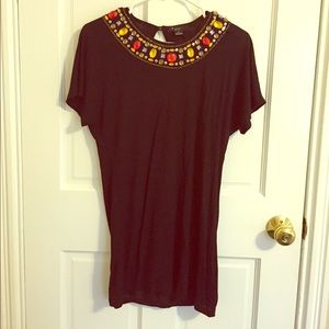 Black, Jeweled T-Shirt Dress