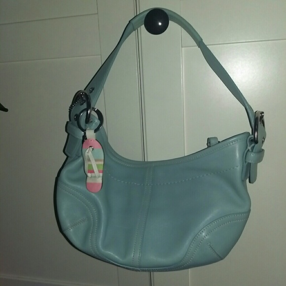 Blue Coach Hobo WITH Coach Flip Flop Key Chain