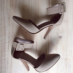 Ankle strap closed toe heels