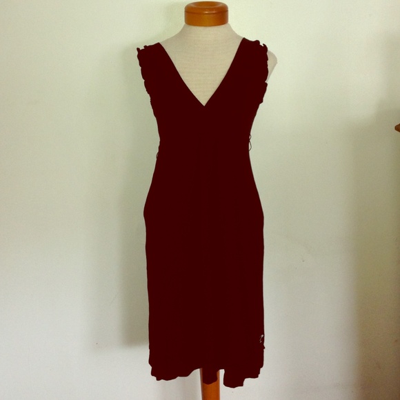 American eagle v neck ruffle trim black dress