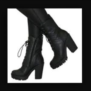 Black Heeled Combat Boots