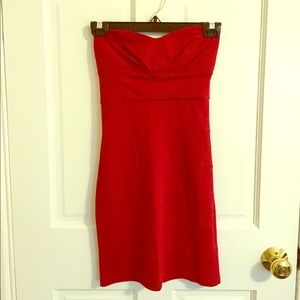 Red, Bandage, Sweetheart Neck, Mini Dress