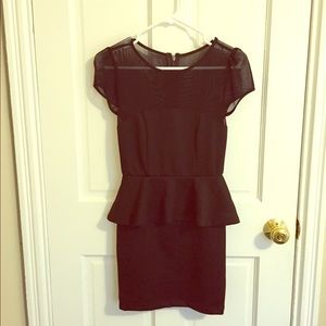 Black Mesh Peplum Dress