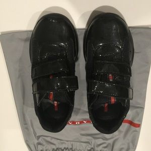 Prada Kids Sneakers Patent Leather Black Size 28