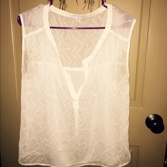 Cream sheer sleeveless top