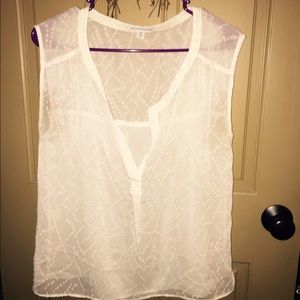 Cream sheer sleeveless top